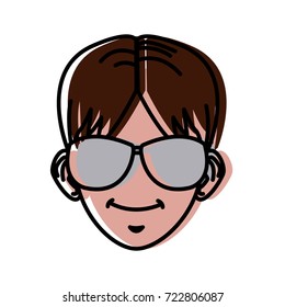 Young man with sunglasses cartoon