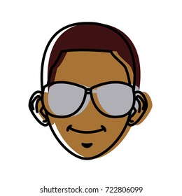 Young man with sunglasses cartoon