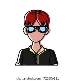 Young man with sunglasses cartoon