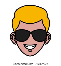 Young man with sunglasses cartoon