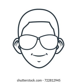 Young man with sunglasses cartoon