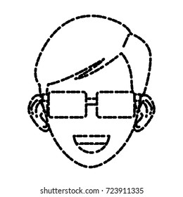 Young man with sunglasses cartoon