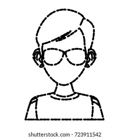 Young man with sunglasses cartoon