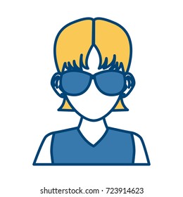 Young man with sunglasses cartoon