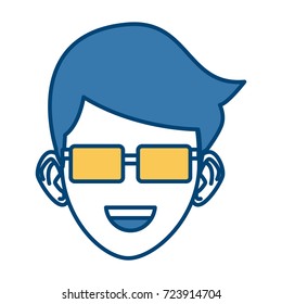 Young man with sunglasses cartoon