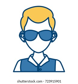 Young man with sunglasses cartoon