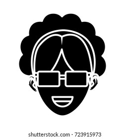 Young man with sunglasses cartoon