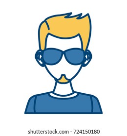 Young man with sunglasses cartoon