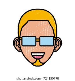 Young man with sunglasses cartoon