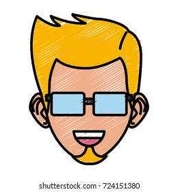 Young man with sunglasses cartoon