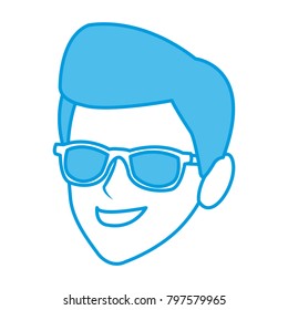 Young man with sunglasses cartoon