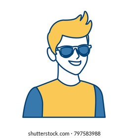 Young man with sunglasses cartoon