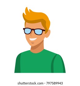 Young man with sunglasses cartoon