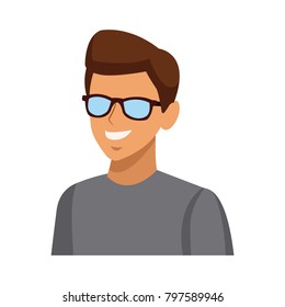 Young man with sunglasses cartoon