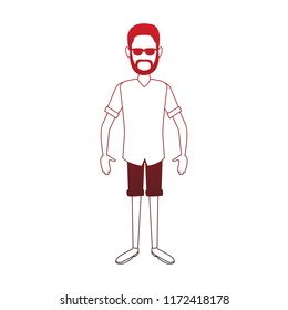 Young man with sunglasses red lines