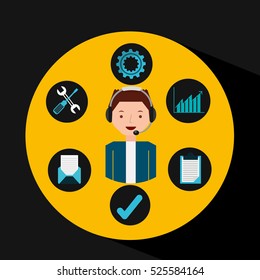 young man support operator assistance vector illustration eps 10