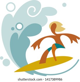 Young man surfing in the wave