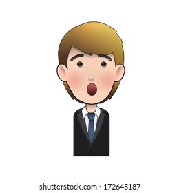 Young man surprised over white background. Vector design. 