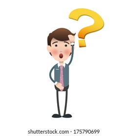 Young man surprised over white background. Vector design. 