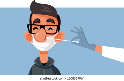 Young Man Swabbed for a Covid-19 Test.Male patient with symptom getting tested for corona virus diagnoses
