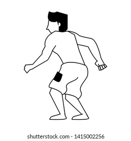 Young man with swim suit cartoon isolated vector illustration graphic design