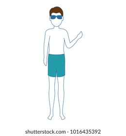 young man in swimsuit character