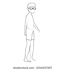 young man in swimsuit character
