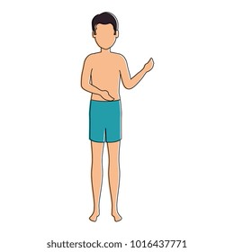 young man in swimsuit character