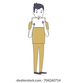 young man with tablet avatar character