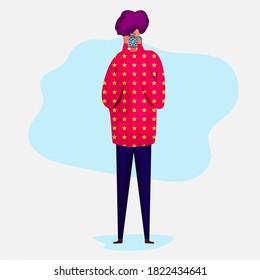 young man take a photograph vector  illustration in flat style