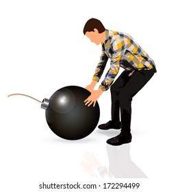 young man taking a bomb