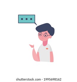 young man talking. Cartoon flat vector illustration. Character for business presentation.