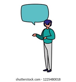 young man talking character