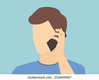 young man talking on the mobile phone  - vector illustration