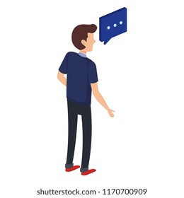 young man talking with speech bubble
