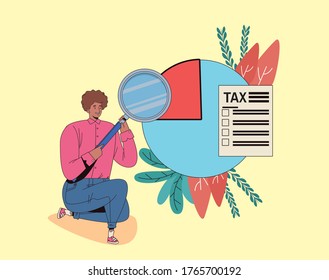 young man with tax day pay vector illustration design