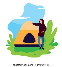 young man with tent campaing