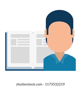 young man with text book