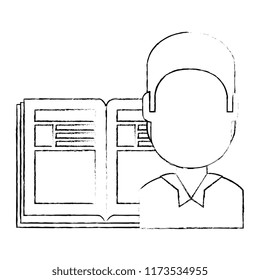 young man with text book