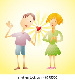 a young man that give his heart to a young woman