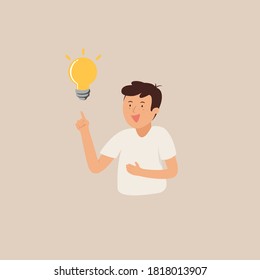 Young man thinking new idea and creative concept.