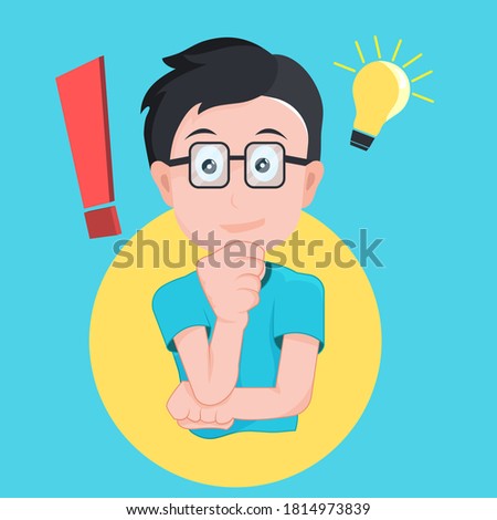 The young man thinks he has an idea illustration. Good for Character and avatar.