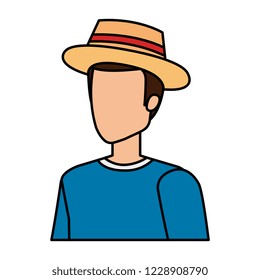 young man with tourist hat character