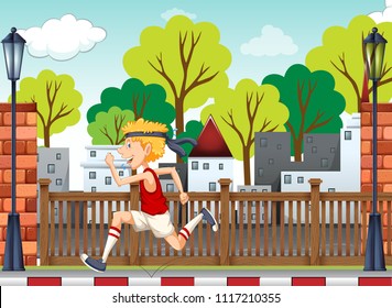 A Young Man Training for Marathon illustration