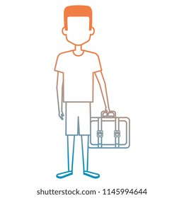 young man with travel suitcase