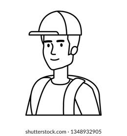 young man with travelbag avatar character