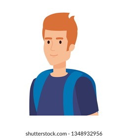 young man with travelbag avatar character