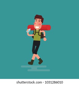 Young Man Traveler with backpack