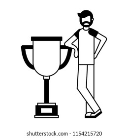 young man with trophy avatar character