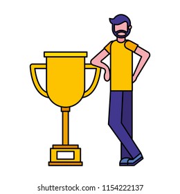 young man with trophy avatar character